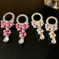 Zinklegierung Ohrstecker, mit Kunststoff Perlen, Modeschmuck & für Frau & mit Strass, keine, frei von Nickel, Blei & Kadmium, 60x25mm, verkauft von Paar