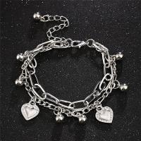 Zinc Alloy Bracelet with 5cm extender chain silver color plated Double Layer & fashion jewelry & for woman nickel lead & cadmium free Length Approx 15 cm Sold By PC