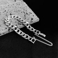 Pulseira de liga de zinco, joias de moda & unissex, prateado, níquel, chumbo e cádmio livre, comprimento Aprox 7 inchaltura, vendido por PC