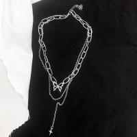 Collar de Aleación de Zinc, con 8cm extender cadena, Joyería & para mujer, plateado, libre de níquel, plomo & cadmio, longitud aproximado 45 cm, Vendido por UD