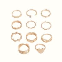 Tibetan Style Ring Set, gold color plated, eleven pieces & fashion jewelry & for woman & with rhinestone, nickel, lead & cadmium free, Sold By Set