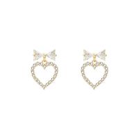 Zinc Alloy Stud Earring gold color plated fashion jewelry & for woman & with rhinestone nickel lead & cadmium free Sold By Pair
