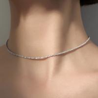Collar de Latón, metal, con 7cm extender cadena, chapado en color de plata, Joyería & para mujer, libre de níquel, plomo & cadmio, longitud:aproximado 38 cm, Vendido por UD