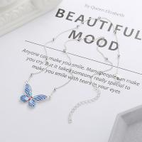 925 Sterling Silver Necklaces with 1.97inch extender chain Butterfly bright silver color plated fashion jewelry & for woman & epoxy gel nickel lead & cadmium free Length Approx 15.75 Inch Sold By PC