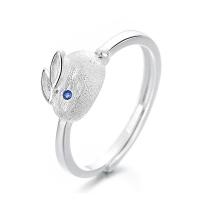 925 Sterling Silver Finger Rings, Rabbit, bright silver color plated, fashion jewelry & for woman, nickel, lead & cadmium free, 8.5mm, Sold By PC
