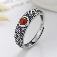 Solidny srebrny pierścień, 925 Srebro, ze Yunnan Red Agate, biżuteria moda & dla kobiety, bez zawartości niklu, ołowiu i kadmu, 6mm, sprzedane przez PC