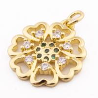 Cubic Zirconia Micro Pave Brass Pendant, Flower, high quality gold color plated, DIY & micro pave cubic zirconia, nickel, lead & cadmium free, 22x17x3mm, Hole:Approx 3mm, Approx 30PCs/Lot, Sold By Lot