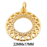 Cubic Zirconia Micro Pave Brass Pendant, high quality gold color plated, DIY & micro pave cubic zirconia, nickel, lead & cadmium free, 22x17x3mm, Hole:Approx 3mm, Approx 30PCs/Lot, Sold By Lot