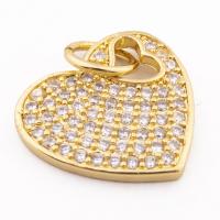 Cubic Zirconia Micro Pave Brass Pendant, Heart, high quality gold color plated, DIY & micro pave cubic zirconia, nickel, lead & cadmium free, 22x19x2mm, Hole:Approx 6mm, Approx 30PCs/Lot, Sold By Lot