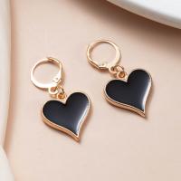 Zinc Alloy Lever Back Earring Heart fashion jewelry & for woman & enamel nickel lead & cadmium free Sold By Pair