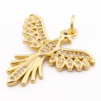 Cubic Zirconia Micro Pave Brass Pendant, Phoenix, high quality gold color plated, DIY & micro pave cubic zirconia, nickel, lead & cadmium free, 29x24x3mm, Hole:Approx 3mm, Approx 30PCs/Lot, Sold By Lot