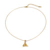 Stainless Steel Jewelry Necklace, 304 Stainless Steel, with 2.17inch extender chain, Triangle, 18K gold plated, fashion jewelry & for woman, golden, 22.40mm, Sold Per Approx 16.34 Inch Strand
