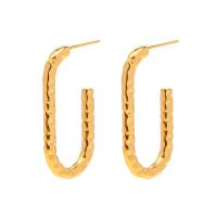 Stainless Steel Stud Earrings, 304 Stainless Steel, 18K gold plated, fashion jewelry & for woman, golden, 32.20x17.30mm, Sold By Pair