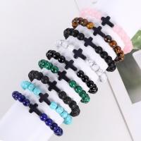 Gemstone Bracelets, Cross, fashion jewelry & different materials for choice & Unisex, Sold Per Approx 7.09 Inch Strand