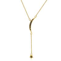 Cubic Zircon Micro Pave Brass Necklace with 5.5cm extender chain Moon and Star gold color plated micro pave cubic zirconia & for woman nickel lead & cadmium free 78mm Length 38.5 cm Sold By PC