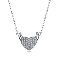 Cubic Zircon Micro Pave Brass Necklace with 6cm extender chain Heart platinum color plated micro pave cubic zirconia & for woman nickel lead & cadmium free Length 40.5 cm Sold By PC