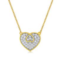 Cubic Zircon Micro Pave Brass Necklace with 5.5cm extender chain Heart gold color plated micro pave cubic zirconia & for woman nickel lead & cadmium free Length 41 cm Sold By PC