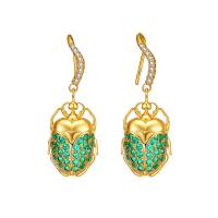 Cubic Zirconia Micro Pave Brass Earring, Insect, gold color plated, micro pave cubic zirconia & for woman, nickel, lead & cadmium free, 13x23mm, Sold By Pair