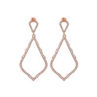 Cubic Zirconia Micro Pave Brass Earring Rhombus rose gold color plated micro pave cubic zirconia & for woman & hollow nickel lead & cadmium free Sold By Pair