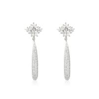 Cubic Zirconia Micro Pave Brass Earring Flower plated micro pave cubic zirconia & for woman nickel lead & cadmium free Sold By Pair