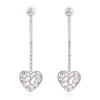 Cubic Zirconia Micro Pave Brass Earring, Heart, plated, micro pave cubic zirconia & for woman, more colors for choice, nickel, lead & cadmium free, 13x45mm, Sold By Pair