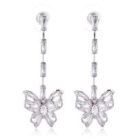 Cubic Zirconia Micro Pave Brass Earring, Butterfly, plated, micro pave cubic zirconia & for woman, more colors for choice, nickel, lead & cadmium free, 16x43mm, Sold By Pair