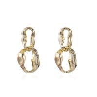 Boucles d'oreilles pendantes en laiton, Placage de couleur d'or, pour femme & creux, protéger l'environnement, sans nickel, plomb et cadmium, 17x35mm, Vendu par paire