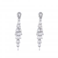 Brass Drop Earring, antique silver color plated, fashion jewelry & micro pave cubic zirconia & for woman, nickel, lead & cadmium free, 14x62mm, Sold By Pair