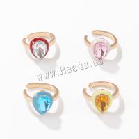 Fashion Earring Cuff and Wraps Zinc Alloy with Glass Stone Teardrop silver color plated fashion jewelry & for woman Sold By Pair