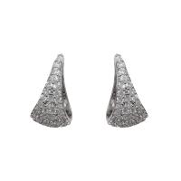 Brass Stud Earring Copper Alloy platinum plated fashion jewelry & micro pave cubic zirconia & for woman nickel lead & cadmium free Sold By Pair