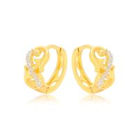 Boucles d'oreilles en alliage de zinc, Placage de couleur d'or, bijoux de mode & pavé de micro zircon & pour femme, 6.50x14mm, Vendu par paire