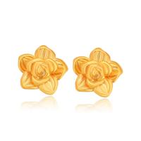Zinc Alloy Stud Earring Flower gold color plated fashion jewelry & for woman 8mm Sold By Pair