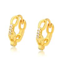 Boucles d'oreilles en alliage de zinc, Placage de couleur d'or, bijoux de mode & pavé de micro zircon & pour femme, 3x9mm, Vendu par paire