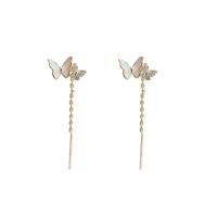 Cubic Zirconia Micro Pave Brass Earring Copper Alloy Butterfly gold color plated fashion jewelry & micro pave cubic zirconia & for woman Sold By Pair