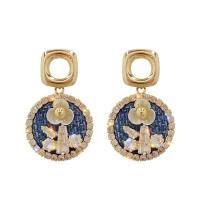 Brass Drop Earring Copper Alloy Round gold color plated fashion jewelry & micro pave cubic zirconia & for woman mixed colors Sold By Pair