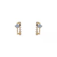 Cubic Zirconia Micro Pave Brass Earring Copper Alloy with Cats Eye gold color plated fashion jewelry & micro pave cubic zirconia & for woman mixed colors Sold By Pair
