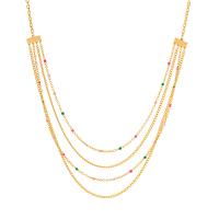Multi Layer Necklace 304 Stainless Steel with 5.5cm extender chain plated fashion jewelry & enamel golden Sold By PC