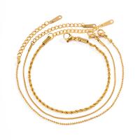 Bijoux bracelet en acier inoxydable, Acier inoxydable 304, avec 4.5cm chaînes de rallonge, Placage, bijoux de mode & multicouche, doré, Longueur:17 cm, Vendu par PC