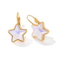 Stainless Steel Drop Earring 304 Stainless Steel with Plastic Star plated fashion jewelry golden 14.40mm Sold By PC