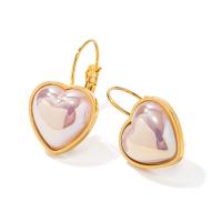 Stainless Steel Lever Back Earring 304 Stainless Steel with Plastic Heart plated fashion jewelry gold Sold By Pair