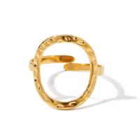 Anel de dedo de aço inoxidável, Aço inoxidável 304, banhado, joias de moda, dourado, 19.70mm, Diametro interno:Aprox 18.9mm, vendido por PC