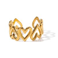 Палец кольцо из нержавеющей стали, Нержавеющая сталь 304, Сердце, Другое покрытие, ювелирные изделия моды, Золотой, 8.90mm, продается PC