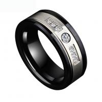 acero inoxidable 304 anillo, diverso tamaño para la opción & para hombre & con diamantes de imitación, 8mm, 2.5mm, tamaño:7-13, Vendido por UD
