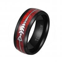 304 Stainless Steel Finger Ring Vacuum Ion Plating & for man & enamel black 8mm 2.5mm US Ring Sold By PC