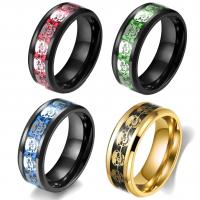 304 Stainless Steel Finger Ring, Skull, Vacuum Ion Plating, different size for choice & for man & enamel, more colors for choice, 8mm, 2.5mm, US Ring Size:8-13, Sold By PC