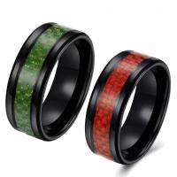 Enamel Stainless Steel Finger Ring 304 Stainless Steel with Carbon Fibre Vacuum Ion Plating & for man 8mm 2.5mm US Ring Sold By PC