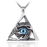 Evil Eye Pendants, Titanium Steel, with Resin, Triangle, polished, vintage & DIY & evil eye pattern, more colors for choice, 46.20x52mm, Sold By PC
