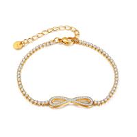 Stainless Steel Jewelry Bracelet 304 Stainless Steel with 5.5cm extender chain Vacuum Ion Plating fashion jewelry & micro pave cubic zirconia & for woman golden Length Approx 17 cm Sold By PC