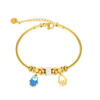 Bijoux bracelet en acier inoxydable, Acier inoxydable 304, avec 5cm chaînes de rallonge, bijoux de mode & pavé de micro zircon & pour femme, doré, Longueur:Environ 17 cm, Vendu par PC