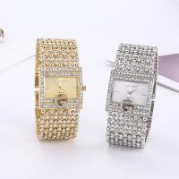 Women Wrist Watch, Tibetan Style, with Glass & 304 Stainless Steel, waterproofless & Chinese movement & for woman & with rhinestone, more colors for choice, nickel, lead & cadmium free, 30x30mm, Length:Approx 21 cm, Sold By PC